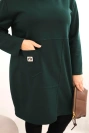 Dámska sukňa Plus Size maslová s vreckom a rukávom 3/4 tmavozelená