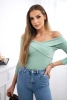 Bluse mit V-Ausschnitt dunkel mint