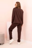 Women's set butter sweatshirt and pants with elastic brown