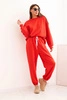 Damen-Set aus lockerem Pullover und Hose mit dem Schriftzug LOVE rot