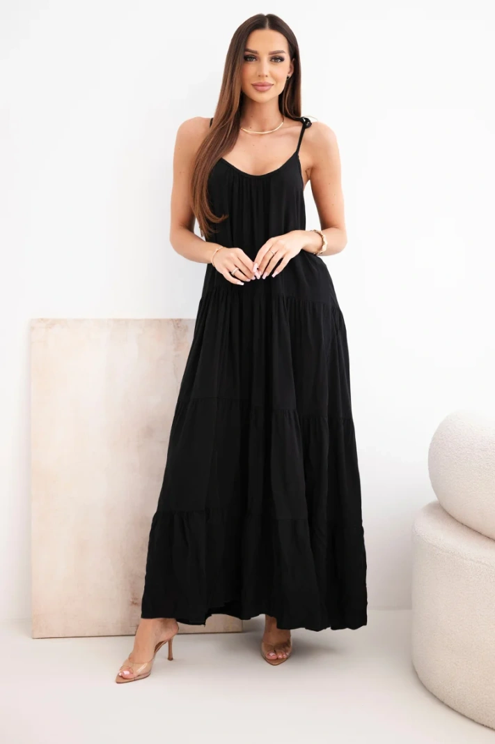 Women's viscose dress with tie straps black