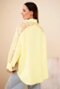 Women's viscose shirt with lace sleeves and collar yellow