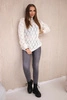 Sweater high neck  with diamond pattern ecru