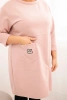 Dámské šaty Plus Size máslo s kapsou a rukávem 3/4 pudrově růžová