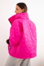 Women's spring quilted jacket with decorative embossing and zipper fuchsia