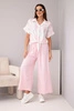 Damen-Set Viskose Bluse mit Bindung und Hose mit Gummizug rosa
