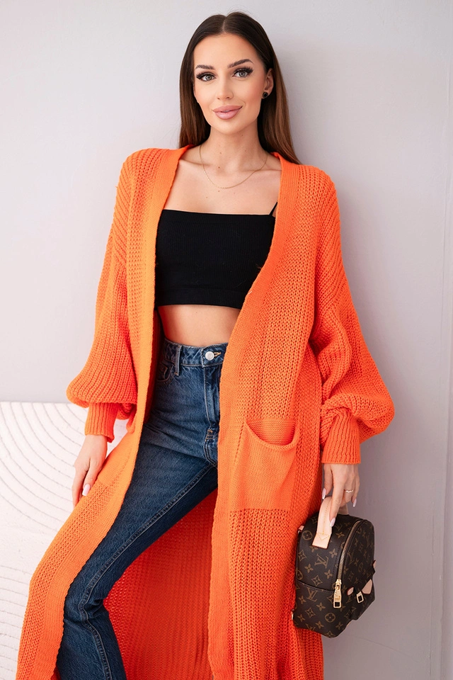 Sweater long cardigan orange