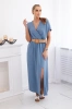 Long dress with a decorative belt denim