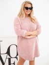 Damenkleid Plus Size aus Cord mit lockerem Schnitt dunkles pudriges Rosa