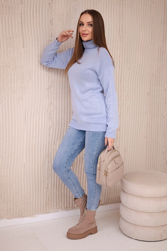 Rollkragenpullover blau