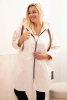 Plus Size women's quilted jacket with a hood and the inscription HOPE light beige