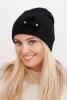 Women's hat with decorative fur flowers elegant black