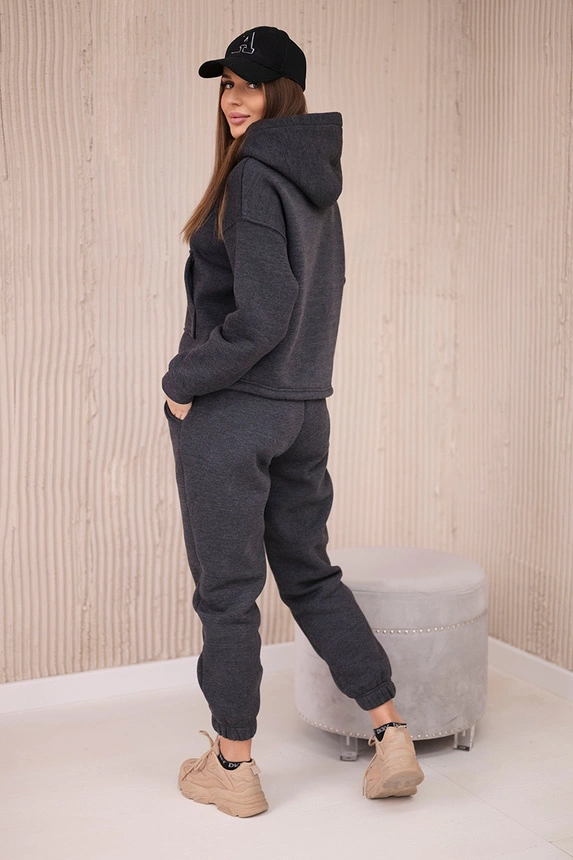 Insulated set with a sweatshirt tied at the bottom graphite