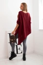 Damenpullover aus Wolle asymmetrisch Plus Size mit V-Ausschnitt bordó