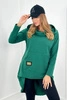 Megztinis su gobtuvu ir ilga nugara žalias