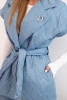 Women's quilted vest with a belt and wide collar denim