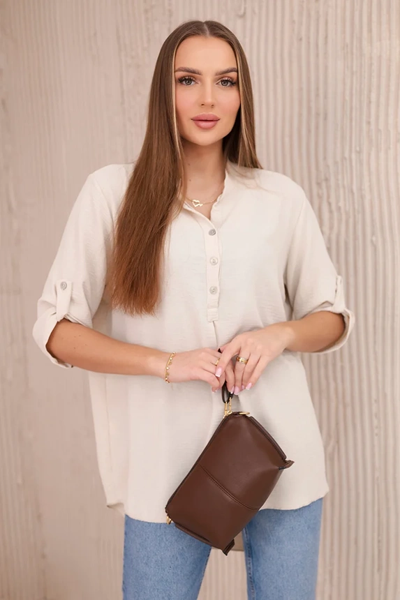 Bluse mit längerem Rücken beige