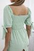 Dress ruffled at the back with tied sleeves dark mint