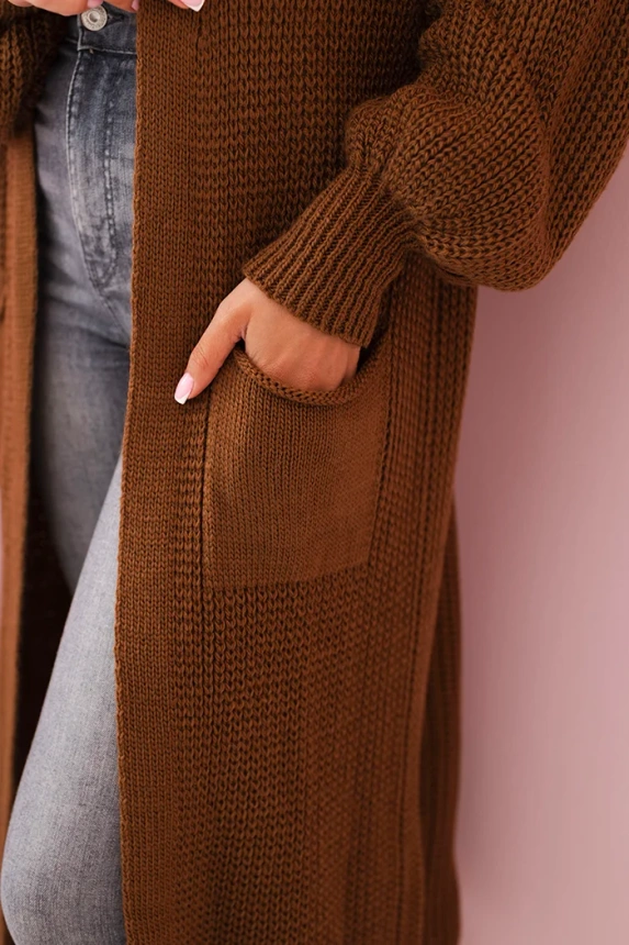 Sweater long cardigan light brown