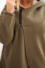 Women's Plus Size insulated hoodie with an asymmetrical zipper khaki