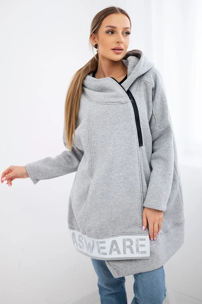 Bluza ocieplana z suwakiem szara