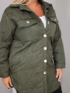 Plus Size women's quilted jacket with collar and pockets khaki