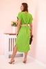 Dress with a decorative belt light green