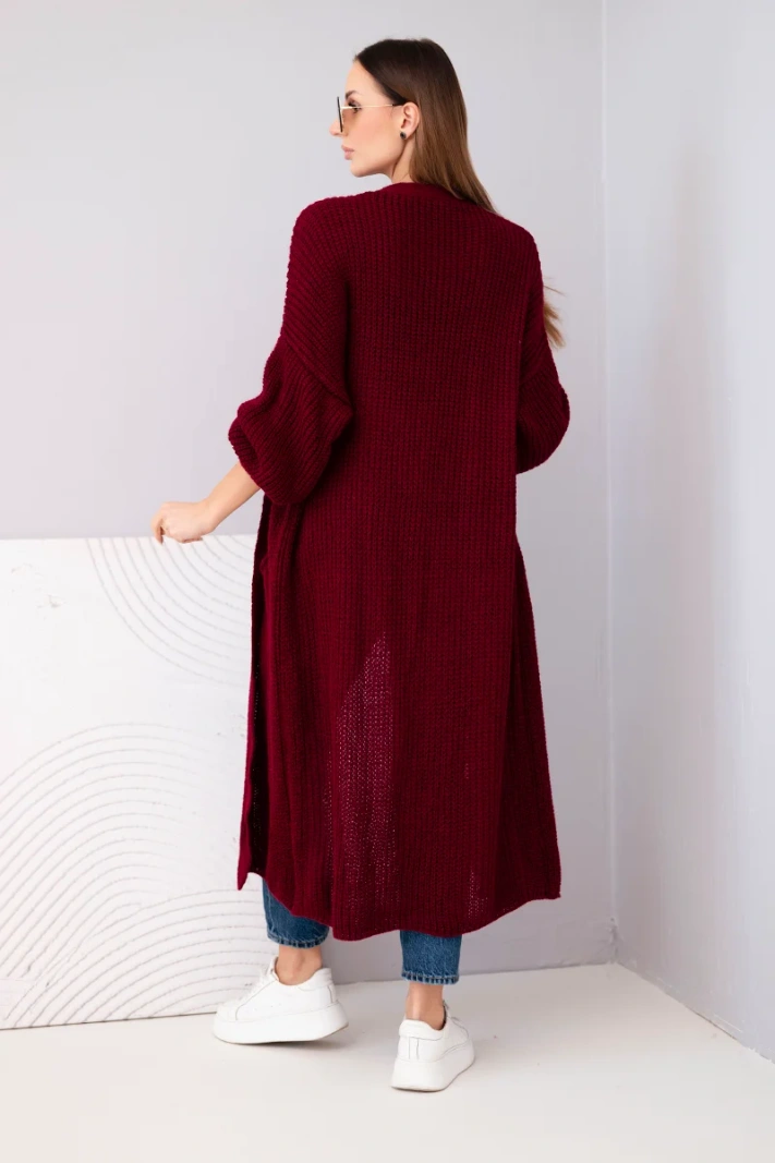 Pullover lange Strickjacke weinrot
