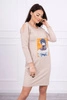 Dress with graphics 3D, lace beige