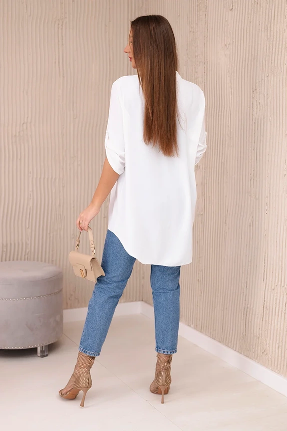 Bluse mit längerem Rücken weiß