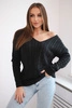 Braided sweater with V-neck graphite