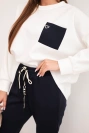 Women's set with a contrasting pocket butter with navy blue