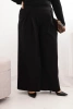 Damenhose Plus Size mit weitem Bein und Falten schwarz