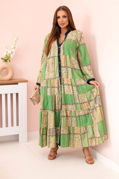 Dámské bavlněné šaty s knoflíky v boho stylu námořnická modř