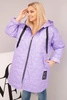 Plus Size women's quilted jacket with a hood and the inscription HOPE light purple