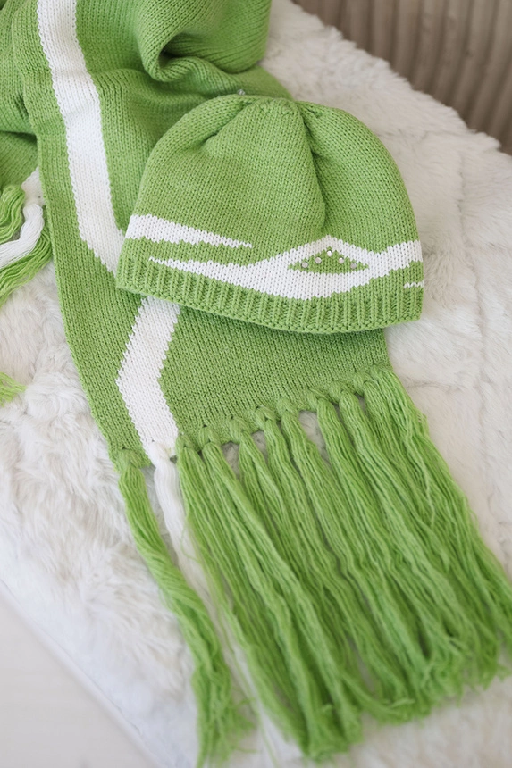 Women's set with a shawl Jagna K356 pistachio