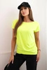 Damen T-Shirt Baumwolle Basic mit kurzen Ärmeln neon gelb