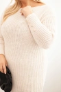 Dámské svetrkové šaty Plus Size s mohairu béžové