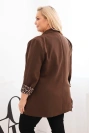 Plus Size women's blazer with leopard lining brown