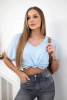 Baumwollbluse mit Tasche blau