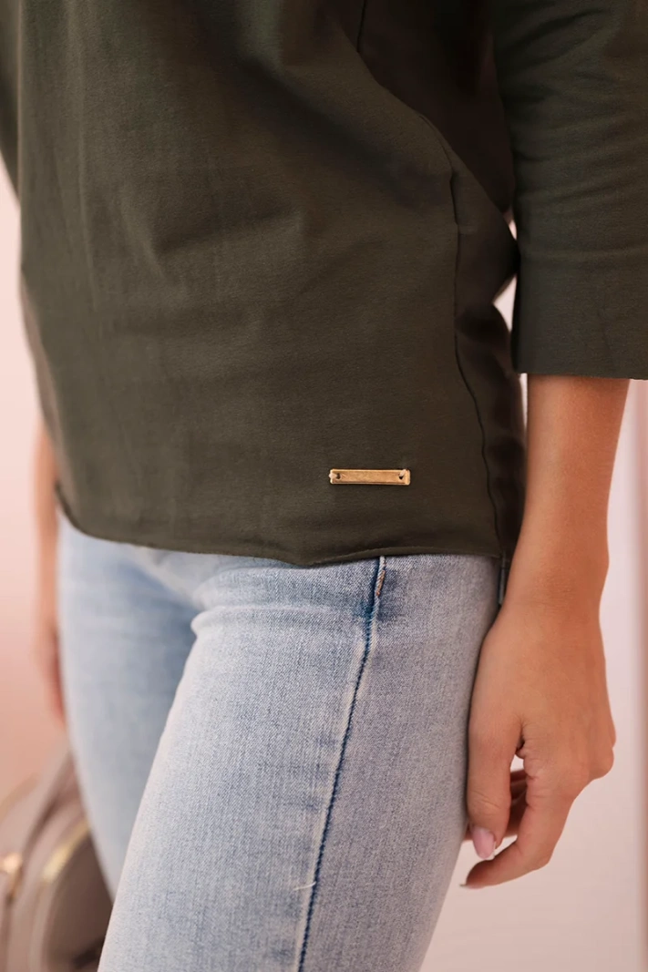 Damenbluse mit U-Boot-Ausschnitt khaki