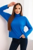 Women's viscose blouse with a turtleneck and long sleeves cobalt blue