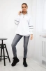 Sweatshirt with zipper and pockets white