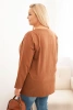 Women's Plus Size cotton blouse with a round neckline camel