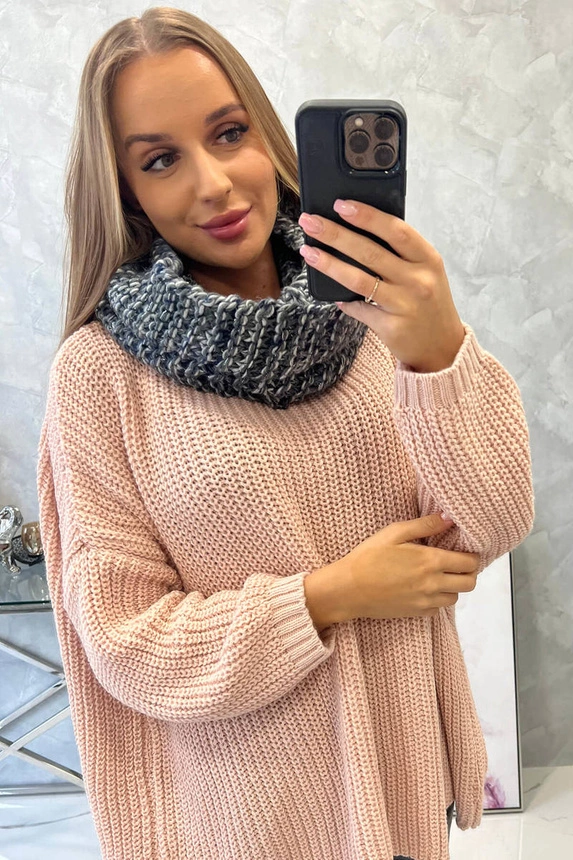 KN16 Damen Snood blau+graphit