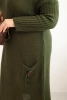 Plus Size women's oversized sweater dress with mohair and pocket khaki