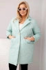 Plus Size women's quilted jacket with decorative buttons and collar light mint