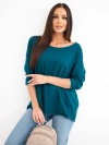 Damenshirt aus Baumwolle mit lockerem Schnitt und verlängertem Rücken Meerblau