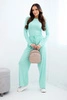Women's viscose set with a blouse and wide trousers mint