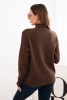 Women's viscose sweater with a ribbed turtleneck and loose fit brown